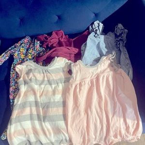 Size 3-6 months Baby girls rompers. Brands include Baby Gap and Burt’s Bees.